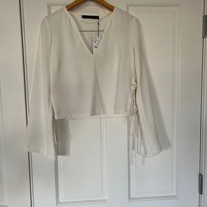 NWT Zara white top with long sleeves and side detail